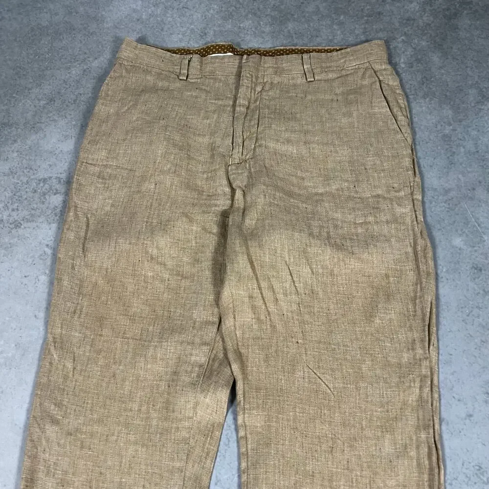 Linen Murano Baird McNutt Men's Brown Pants Classic Fit Size 33x30
